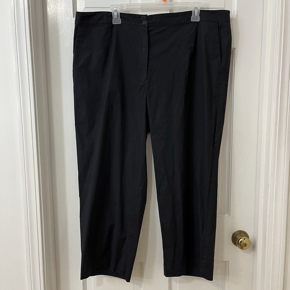 Eileen Fisher Ankle Pants 1X Black Loose Lagenlook Stretch Relaxed Fit Cotton - Picture 1 of 7